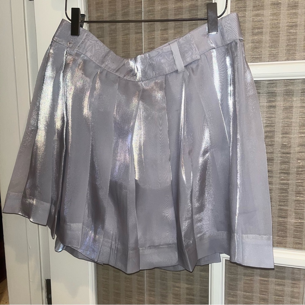 J. Crew icy silver pleated skirt